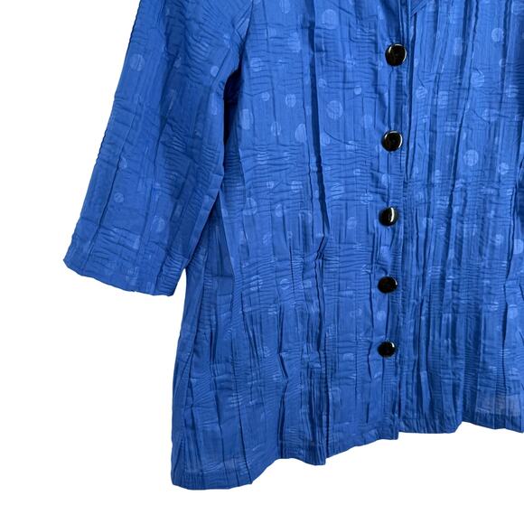 Yushi Womens Sz Small Wearable Art to Wear Blue Habitat Artsy Blouse Shirt Top - Picture 4 of 7